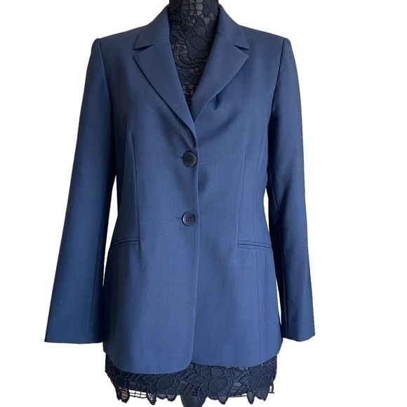 Vintage Garfield Marks Navy Blue Tailored Classic Padded Shoulder Blazer 10 NWOT - Picture 1 of 14